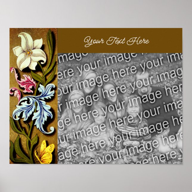 Floral Border Frame Personalized Add Your Photo Poster (Front)