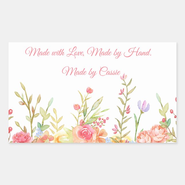 Floral Border Made by Hand Sticker (Front)