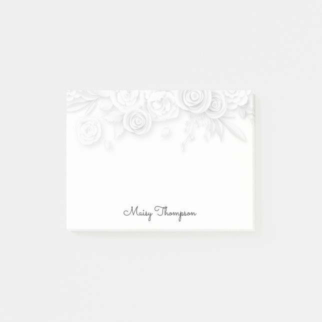 Floral Border Monogram Name Post-it Notes (Front)