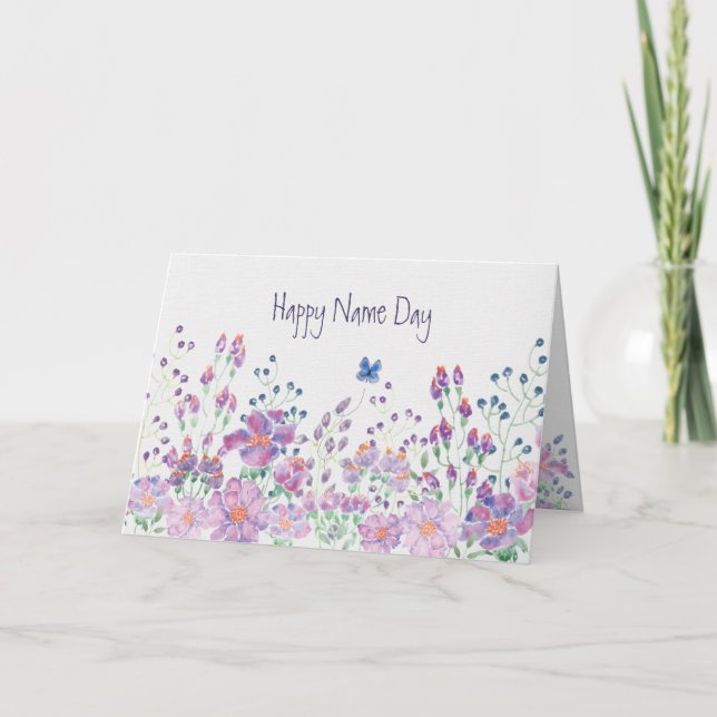 Floral Border Name Day Card (Front)