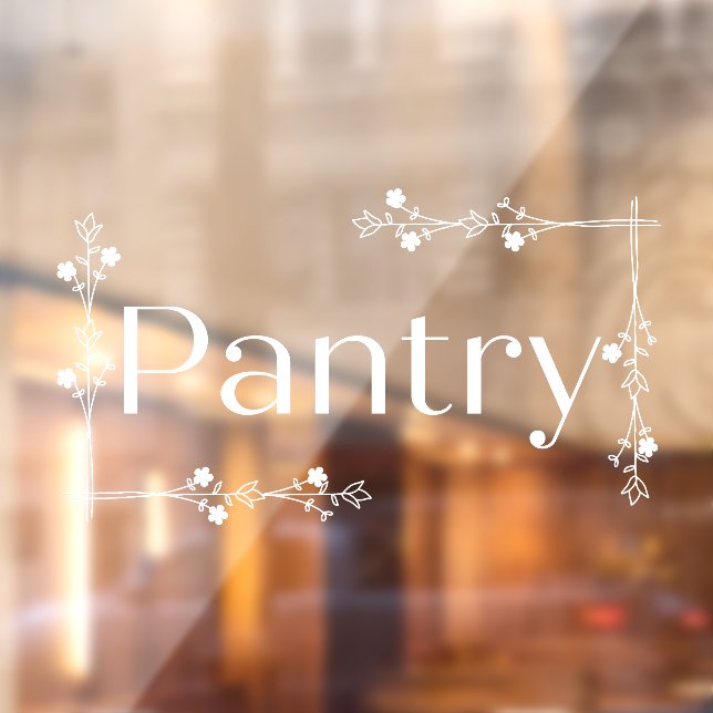 Floral Border Pantry Sign Door Window Cling (Sheet 2)