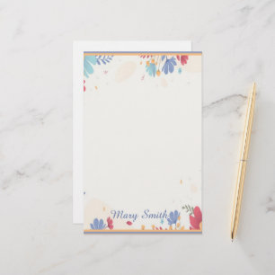 Floral border personalized stationery