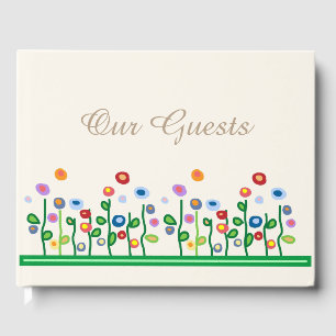Floral border Spring wedding guestbook