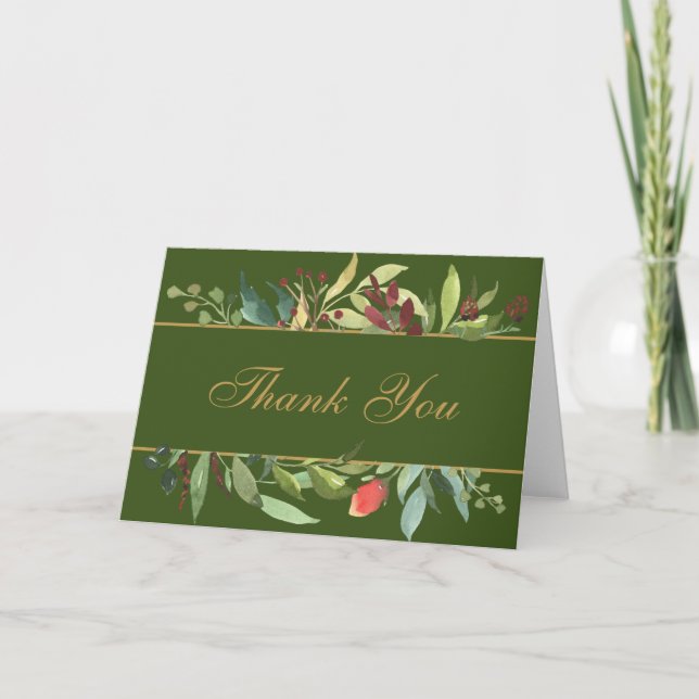 Floral Border Thank You Card (Front)