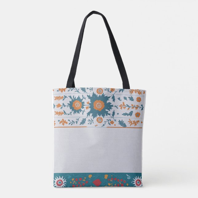Floral Border  Tote Bag (Back)