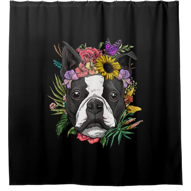 Floral Boston Terrier Dog Spring Nature Dog Lovers (Front)
