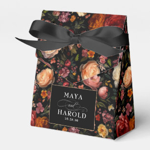 Floral Botanical Black Moody Chic Wedding Favor Box