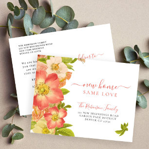 Floral botanical blooms elegant moving announcement postcard