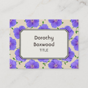 Floral Botanical Blue Geranium Customizable Business Card