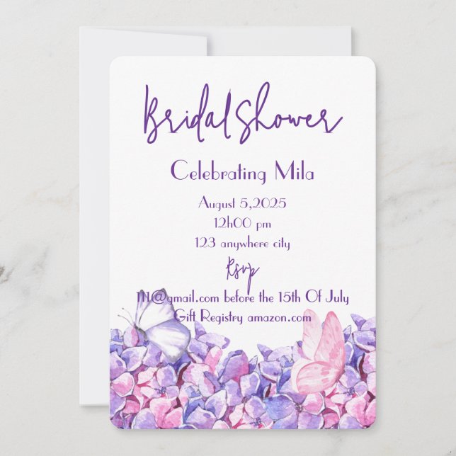 floral botanical bridal shower invitation (Front)