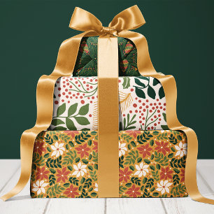 Floral Botanical Christmas Wrapping Paper Sheet