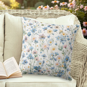 Floral Botanical Cottage Garden Patterned Outdoor Pillow