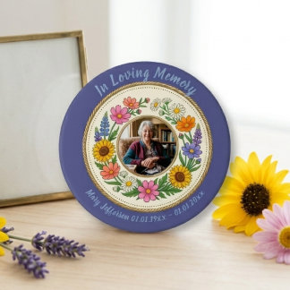 Floral Botanical Cottagecore Memorial 3 Inch Round Button