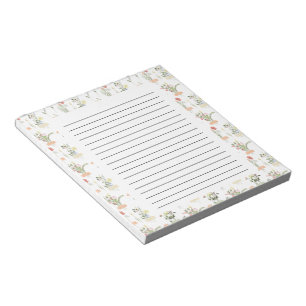 Floral Botanical Flowers With Black Lines Notebook Notepad