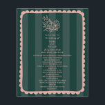 Floral Botanical Green Stripe Wedding<br><div class="desc">Wedding theme featuring text inside hand drawn pink frame with pink floral botanical line drawing over emerald green stripe background.</div>