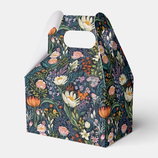 Floral botanical illustration favor box (Front Side)
