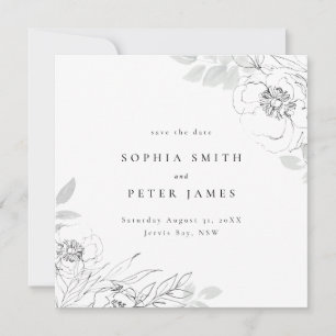 Floral Botanical Illustration Save the date Square Invitation