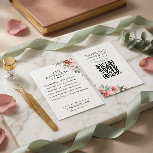 Floral Botanical Lash Aftercare QR Code Beauty Business Card