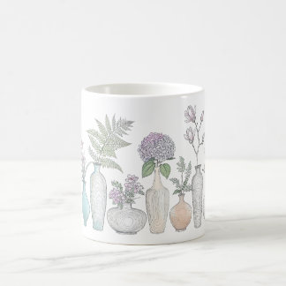 Floral Botanical Line Art Flower Vase Coffee Mug