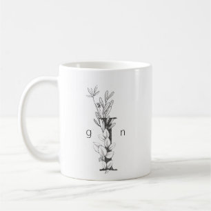 Floral Botanical Monogram   Custom Text Elegant Coffee Mug