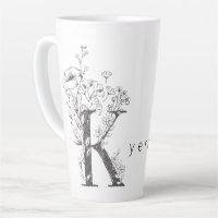 Floral Botanical Monogram "K" Custom Text Elegant