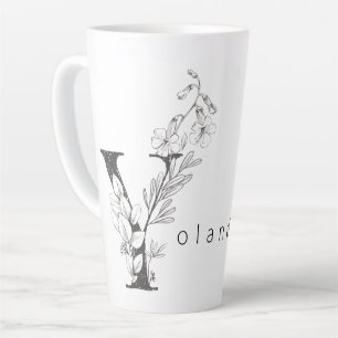 Floral Botanical Monogram "Y" Custom Text Elegant Latte Mug