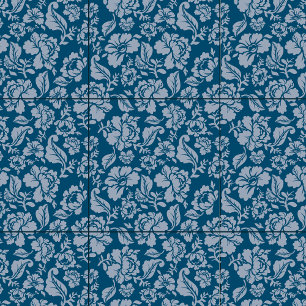 Floral Botanical Pattern Blue White Home Living  Tile