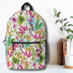 Floral Botanical Pattern Girls Printed Backpack<br><div class="desc">Green Modern Vintage Floral Tropical Pattern Printed Backpack.This cute print looks like a vintage floral tropical print! Shares of pink, purple, blue, green, yellow, orange, and more all mixed together. Great for gifts or products. Great for back to school for your children, or for a teacher appreciation or holiday gift....</div>