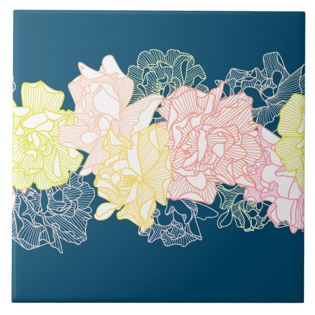 Floral Botanical Pattern Home Living  Tile (Front)