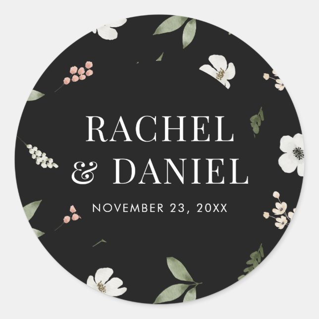 Floral Botanical Pattern Wedding Envelope Seals (Front)