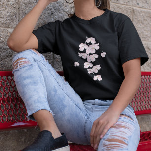 Floral Botanical Pink Cherry Blossoms Cute  T-Shirt