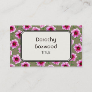 Floral Botanical Pink Garden Flower Customizable Business Card