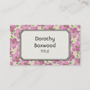Floral Botanical Pink Geranium Customizable Business Card