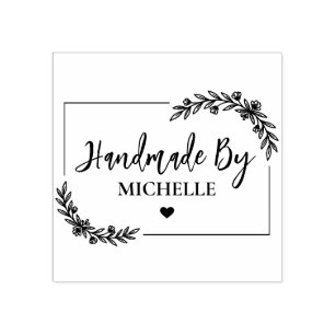 Floral Botanical Stylish Handmade With Love        Rubber Stamp