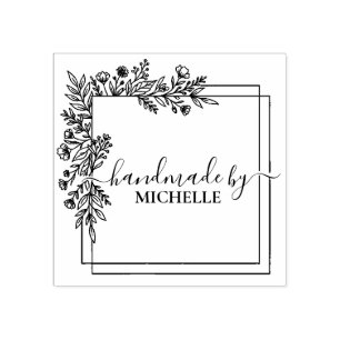 Floral Botanical Stylish Handmade With Love  Rubber Stamp