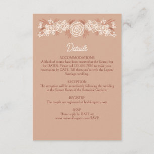 Floral Botanical Terracotta Wedding Details Enclosure Card