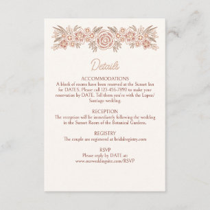 Floral Botanical Terracotta Wedding Details Enclosure Card