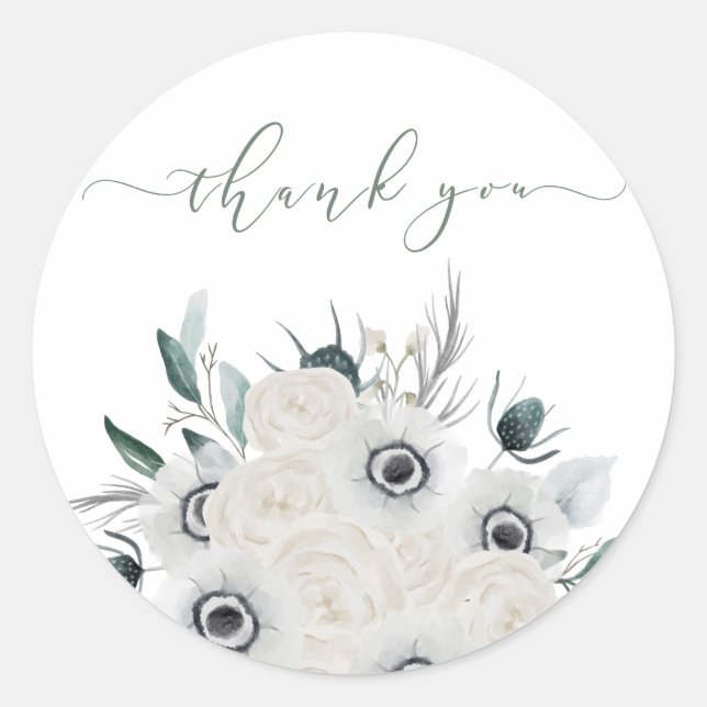 Floral Botanical Thank You Envelope Seals (Front)