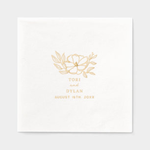 Floral Botanical Wedding Foil Napkins