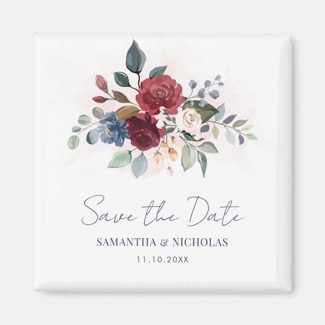 Floral Botanical Wedding Save the Date Magnet (Front)
