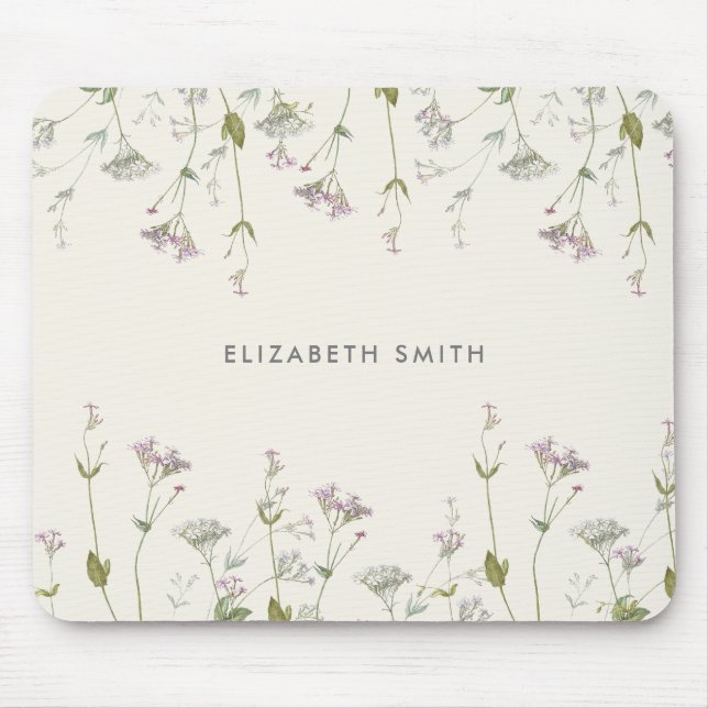 Floral Botanical Wildflower Personalized Mouse Pad (Front)