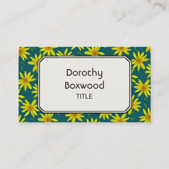 Floral Botanical Yellow Wildflowers Customizable Business Card (Front)