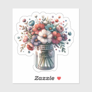 Floral Bottle Bouquet Sticker Design