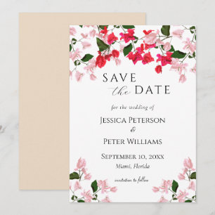 Floral Bougainvillea Save the Date Card