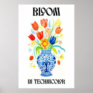 Floral Bouquet Art Print Tulips in Blue Vase