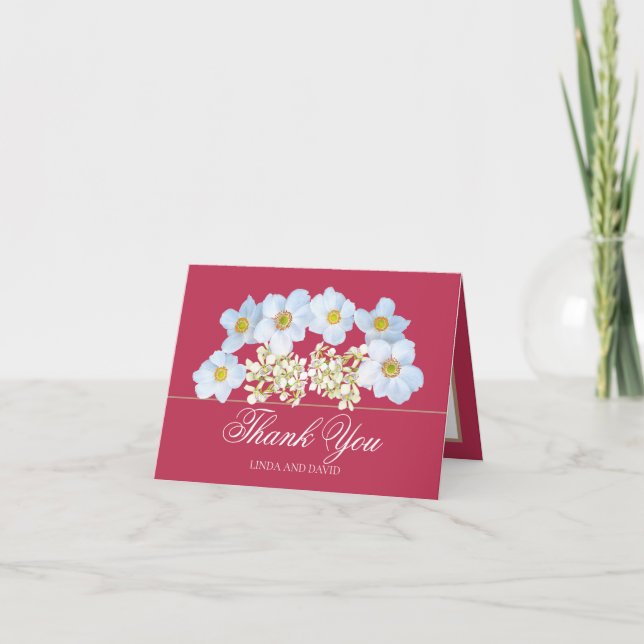 Floral Bouquet Botanical Flower Wedding Thank You  (Front)