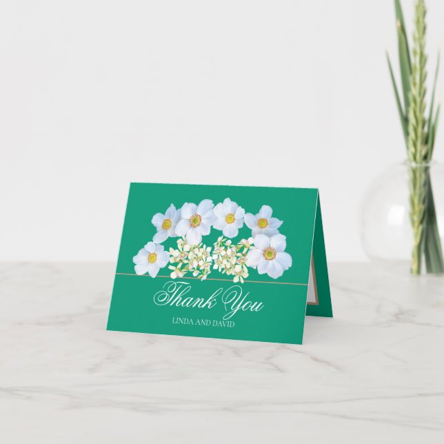 Floral Bouquet Botanical Flower Wedding Thank You  (Front)