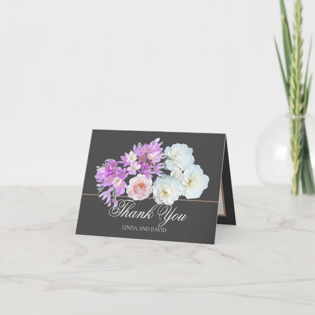Floral Bouquet Botanical Flower Wedding Thank You  (Front)
