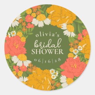 Floral Bouquet Bridal Shower  Classic Round Sticker