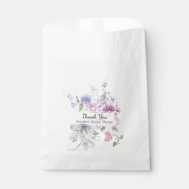 Floral Bouquet Bridal Shower Favour Bag (Front)